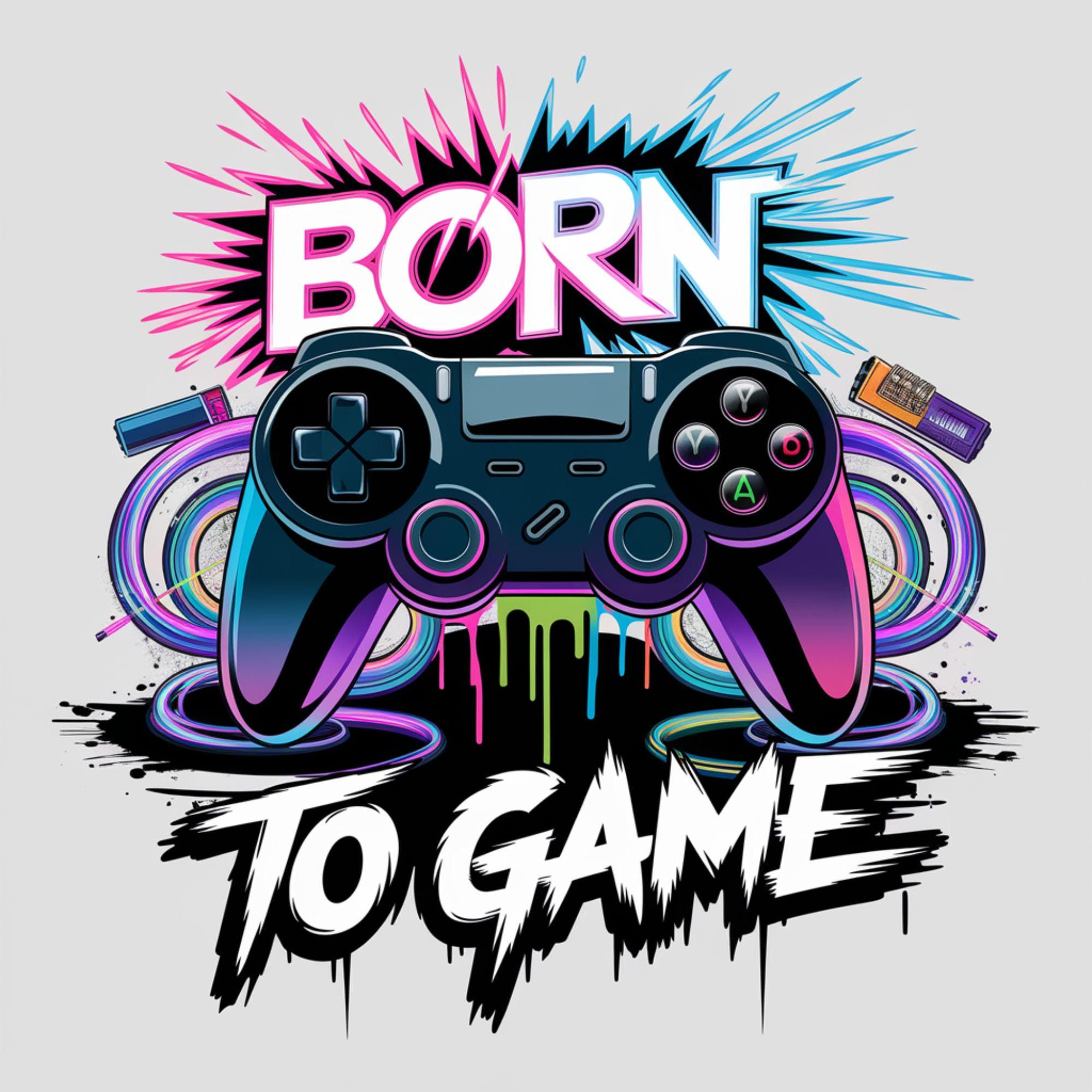 Born to Game PNG, Graffiti Gaming png, Urban Graphics, Gaming png  Mixed Media, Digital Paper Craft, Digital Download, Sublimation Design.