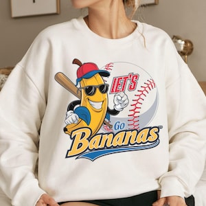 Let's Go Bananen Baseball PNG Bundle Sport Team Maskottchen Lustige Banane Spielen Baseball Sublimation Digitaler Download Druckbares Shirt Bekleidung.