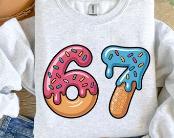 Six Seven Ice Cream Png, Six Seven 67 Meme Png, Gen Alpha Trend Png, Gen Z Png, Meme 67 Funny Number Png.