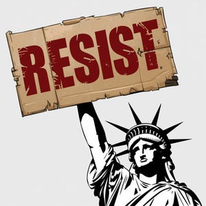 Resist Anti Trump Png, Estátua da Liberdade segurando placa de jardim Resist foda-se Trump, Anti Trump Png, Paródia Anti Republicana Png, sublimação png.