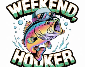 Fin de semana PNG colorido, pez, pesca, divertido, sarcástico, verano, sublimación, descarga digital instantánea