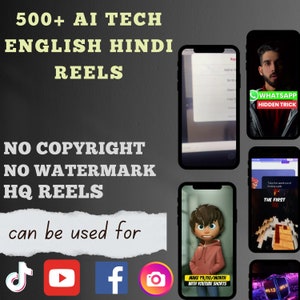 Über 500 Ai-Tech-Englisch-Hindi-Motivationsrollen-Bundle, Ai-Reels, Ai-Reels-Bundle, Chat-GPT-Rollen, inspirierende Instagram-Youtube-Tik-Token.