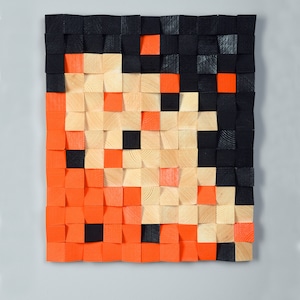 Handcrafted Wooden Pixel Wall Hanging - Unique Geometric Home Decor, Wooden Pixel Art, Unique Wall Art, Pixel Art Design