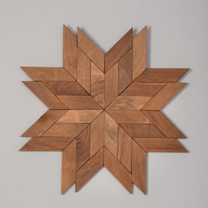 Handcrafted Wooden Mosaic Star Wall Decoration - Rustic Home Decor - Unique Wood Art - Gift for Homeowners