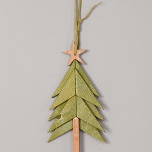 Handmade Christmas Tree Ornament Gift , Natural Wooden Mosaic Christmas Tree, Holiday Decor, Wall Hanging Decor image 2