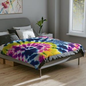Boho Tie-Dye Velveteen Microfiber Blanket, Cozy Throw for Home, Colorful Blanket for Picnics, Festivals, Kids&#39; Room, Gift Idea