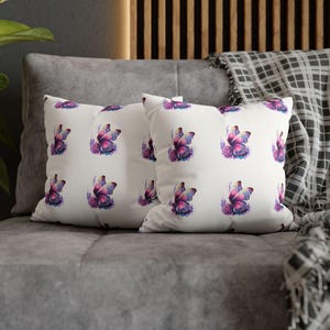 Butterfly Decor Pillowcase, Colorful Home Decor, Modern Square Cushion Cover, Floral Boho Pillow, Gift for Nature Lovers