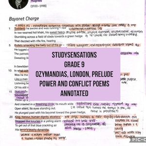 GCSE revision resources AQA study notes aesthetic easy grade 9 concise English poetry power and conflict student Studysensations