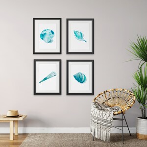 Set of 4 Sea Shell Wall Art, Aspect of The Sea series, Water color, Wall Art Print, INSTANT DOWNLOAD