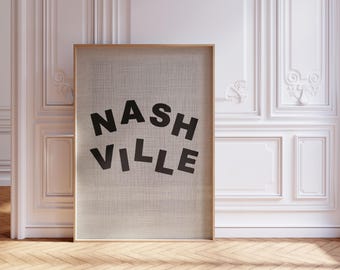 Nashville Art Print, Trendy Travel Poster, Minimal Wall Art, Printable Art, Digital Download