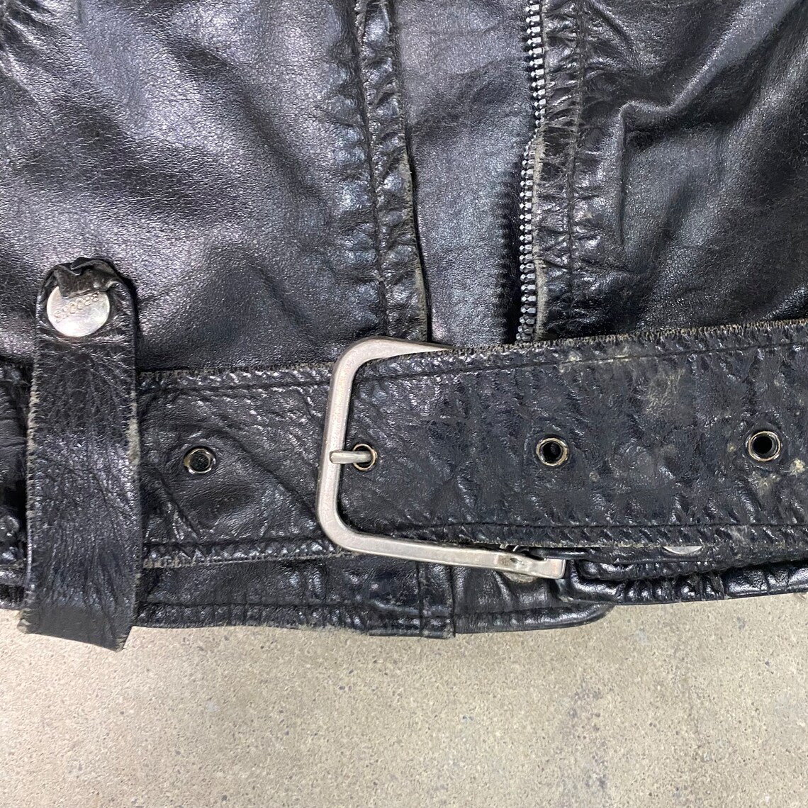 1980s Brooks Leather Biker Jacket Made in USA / Motorcycle Jacket