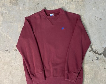 Vintage 1990s Russel Athletic Maroon Sweatshirt / Crewneck / Sweater / Blank / Streetwear