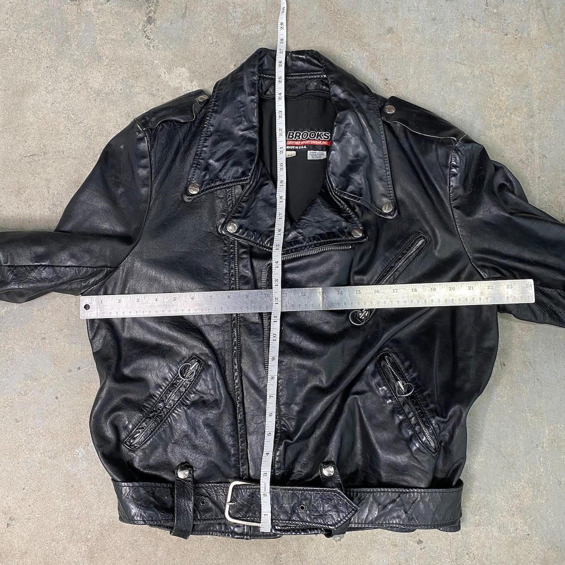 1980s Brooks Leather Biker Jacket Made in USA / Motorcycle Jacket