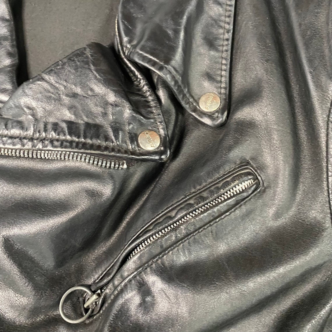 1980s Brooks Leather Biker Jacket Made in USA / Motorcycle Jacket
