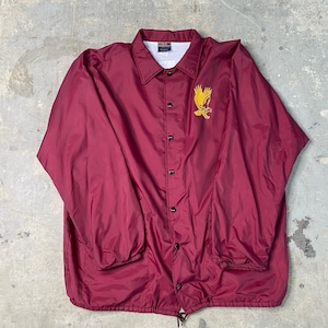 Vintage 1990s Made In USA Coaches Jacket / Windbreaker / Red Jacket / Streetwear / Collegiate Wear / collared Jacket