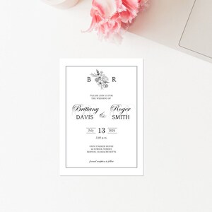 Simply Initials Printable Wedding Invitation Template