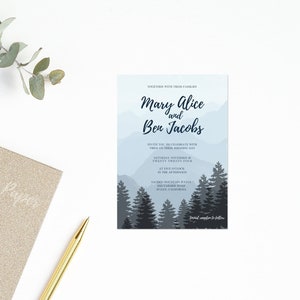 Misty Mountains Printable Wedding Invitation Template