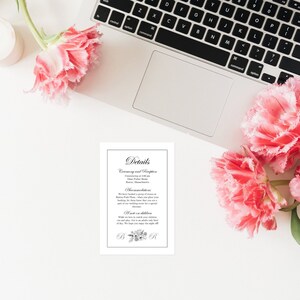 Simply Initials Printable Wedding Details Card Template