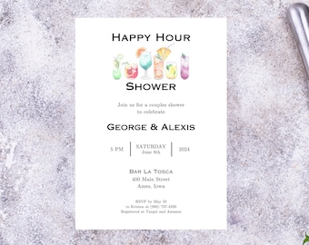 Happy Hour Printable Couples Shower Invitation Template