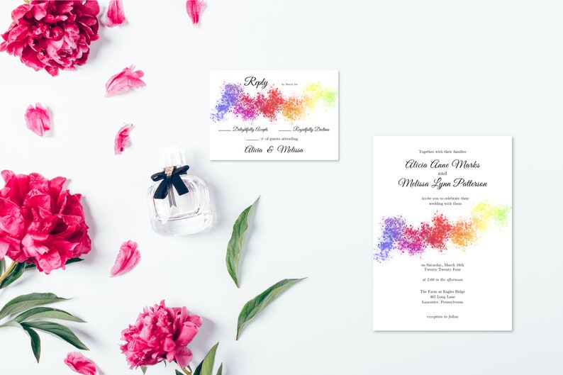 Love and Rainbows Printable Wedding Bundle Template - Etsy