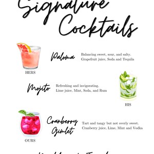 Signature Cocktails Sign 8x10 Template - Etsy
