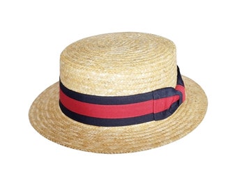 Straw Boater Hat Oxford Sun Hat Sailor Skimmer Cap Size S, M, L, XL