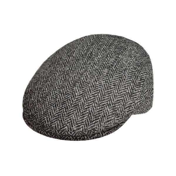 Harris Tweed Flat Cap Country Bakerboy Caps Peaked Newsboy Hat Black or Green
