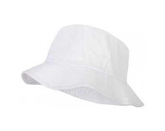 Bucket Hat Mens or Womens White Bush Hat 100% Cool Cotton Sun Hat Safari Cap