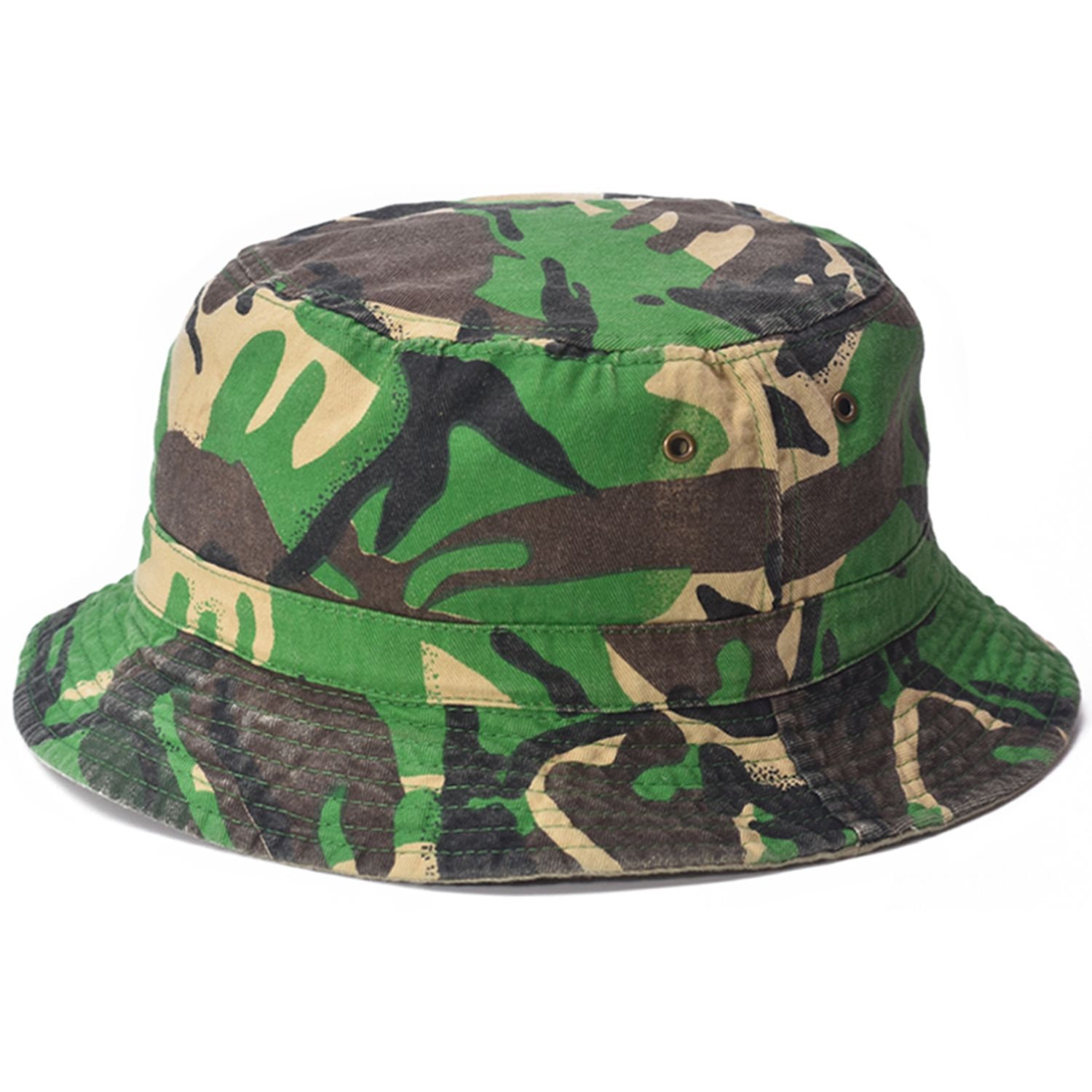 Mens Camouflage Bucket Hat 100% Cotton Reversible Bush Hat Sun Cap Fishing  Hat