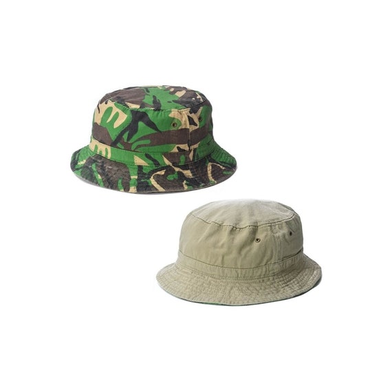 Mens Camouflage Bucket Hat 100% Cotton Reversible Bush Hat Sun Cap Fishing  Hat 
