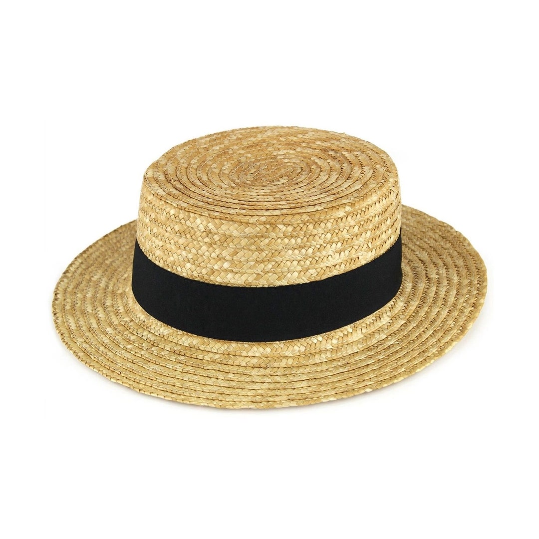 Mens or Womens Straw Boater Hat Sun Hats Sailor Skimmer Cap Punting Hat