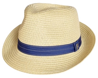 Mens Straw Trilby Hat Lightweight Summer Fedora Hats Sun Hat - Size M, L, XL
