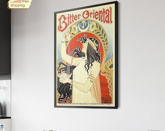 Henri Privat, Livemont Bitter Oriental, 1897 Drucke, Grafik, Kunstdruck, Jugendstil Dekor, Jugendstil Poster, Wanddekor, Vintage Kunst