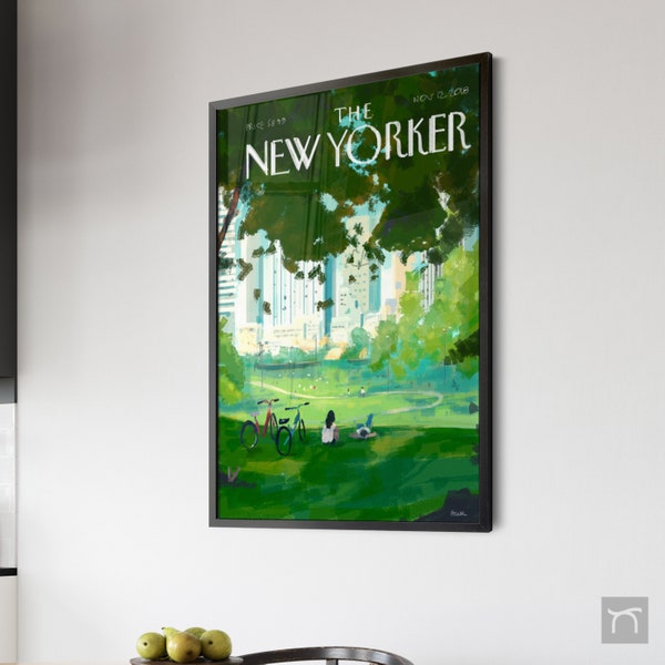 The New Yorker Magazine Cover Poster, New Yorker Autumn, Vintage Poster, Modern Wall Art Print, Retro Magazine Cover Print, Gift İdea