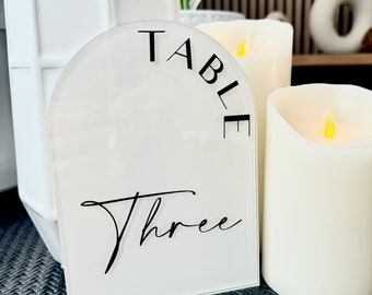 Acrylic Arch Table Numbers | 5x7in Acrylic Table Numbers | Wedding Table Numbers | Acrylic Wedding Sign | Wedding Signage | Acrylic Signage