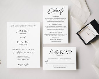 Minimalist Wedding Invite Suite | Modern Wedding Invite Template | Wedding Invitation Template | Editable Wedding Suite Template