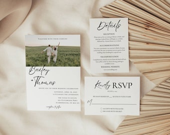 Minimalist Wedding Invite Suite | Modern Wedding Invite Template | Wedding Invitation Template | Editable Wedding Suite Template