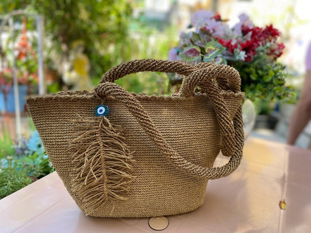 Women's Straw Weave Tote Bag Woody Bag Woven Beach Bag Etsy