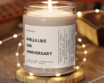 Personalized Anniversary Gift, Custom Anniversary Candle, Gift For Couples, Smells Like Our Anniversary, Gift For Him, Gift For Her