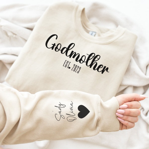 Personalized Godmother With Kid Names Sweatshirt, God Mother Sweatshirt, God Mother Gift, Godmother Proposal Crewneck, Mother's Day Gift