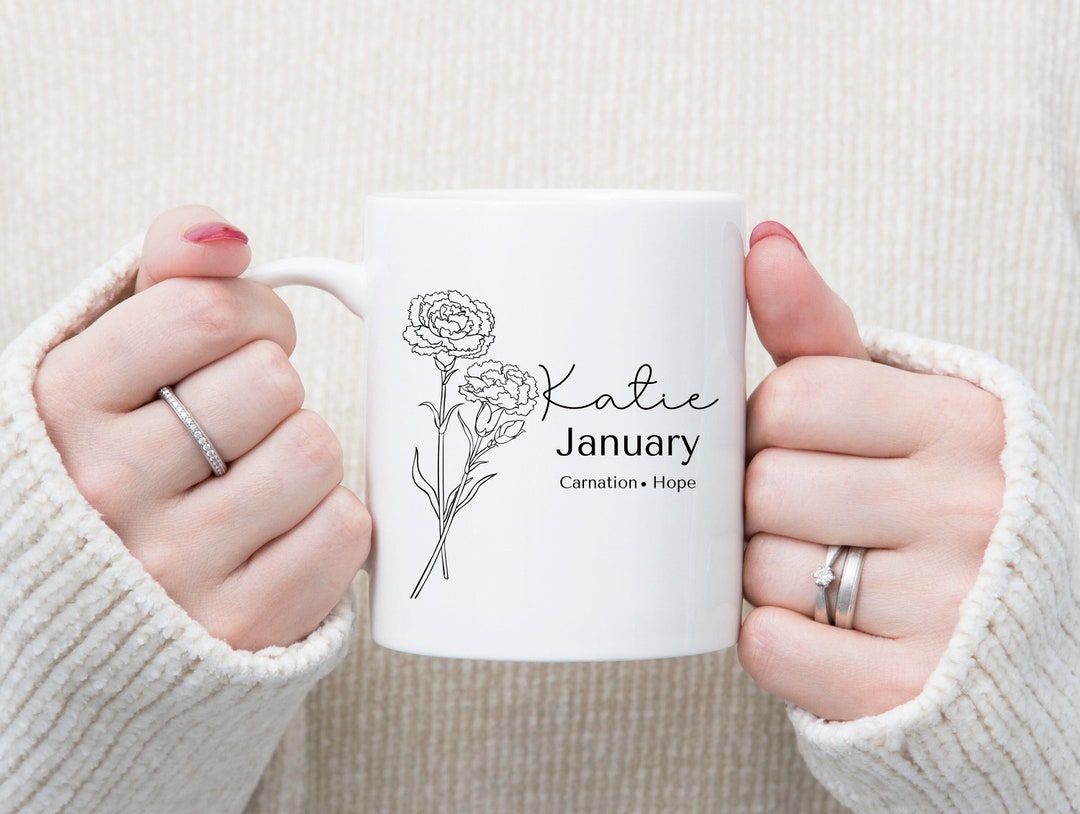Personalized Birth Flower Mug, Birth Flower Gifts, Birth Flower Cup