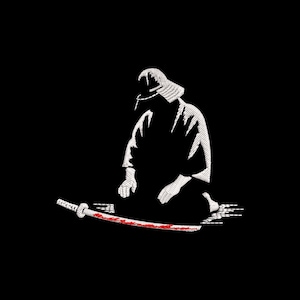 Samurai Embroidery Design, Katana Sword Warrior Patch, Japanese Machine Embroidery File, 4x4 & 5x7 Hoop, Instant Download PES DST