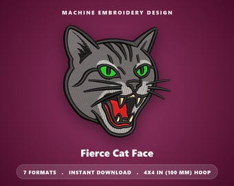 Stoer kattengezicht borduurpatroon – 4x4 borduurring (direct te downloaden)