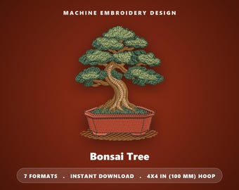 Zen Bonsai boom borduurpatroon – 4x4 borduurring (direct te downloaden)