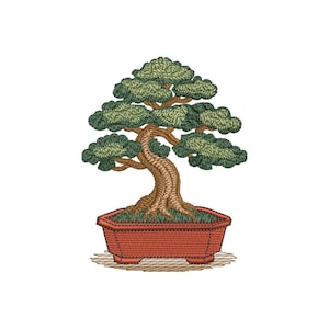 Desenho de Bordado de Árvore Bonsai Zen – Bastidor 4x4 (Download Instantâneo)