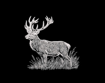 Majestic Stag Line Art Embroidery Design, Minimalist Deer Wildlife (Digital Emrboidery File)