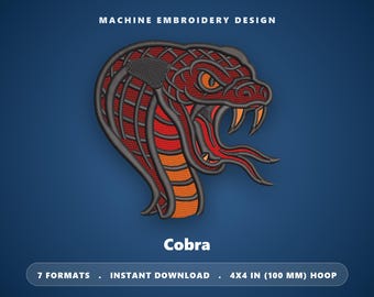 Borduurpatroon van een cobra (slang) – 4x4 borduurring (direct te downloaden)