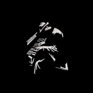 Piano Man Embroidery Design: Jazz Music Stitch Outline (Digital Download)