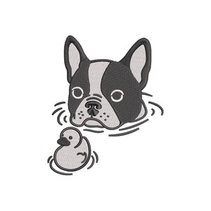 Diseño de bordado de pato bulldog francés – Bastidor de 4x4 (Descarga instantánea)