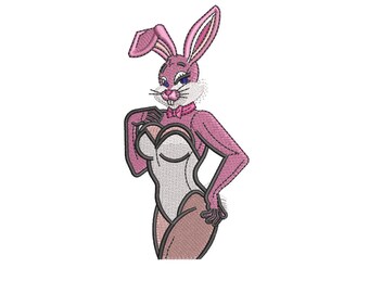 retro konijn pin-up borduurontwerp [4 x 4 hoepel] instant download pes, dst, naai, xxx, hus, vp3, enz